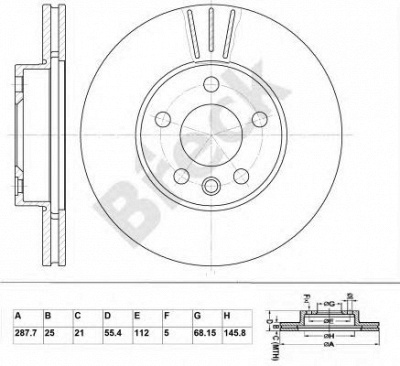 BRECK br333va100 -  Диск тормозной вентилируемый
