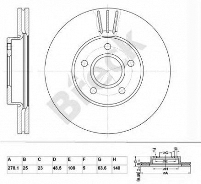 BRECK br345va100 -  Диск тормозной вентилируемый