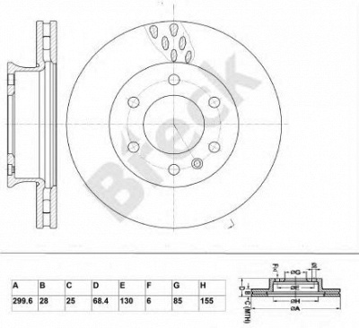 BRECK br352va100 -  Диск тормозной вентилируемый