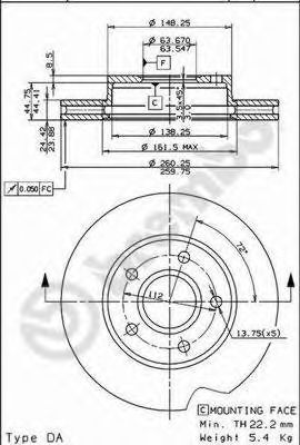 BRECO bs8250 -  Тормозной диск