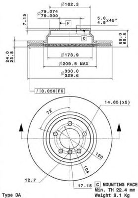BRECO bs8719 -  Тормозной диск
