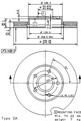 BRECO bv8508 -  Тормозной диск