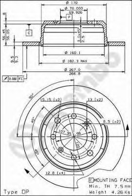 BREMBO 08136510 -  Тормозной диск