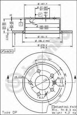 BREMBO 08139540 -  Тормозной диск