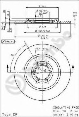 BREMBO 08198710 -  Тормозной диск
