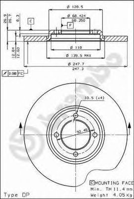 BREMBO 08227510 -  Тормозной диск