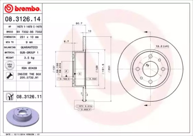 BREMBO 08312611 -  Диск тормозной