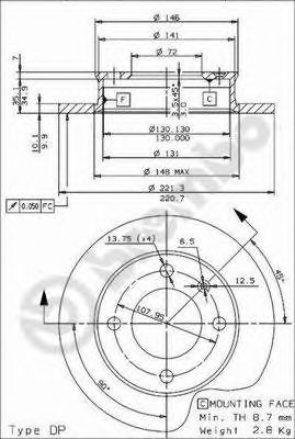 BREMBO 08343914 -  Тормозной диск