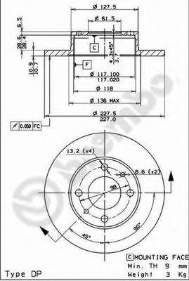 BREMBO 08363610 -  Тормозной диск