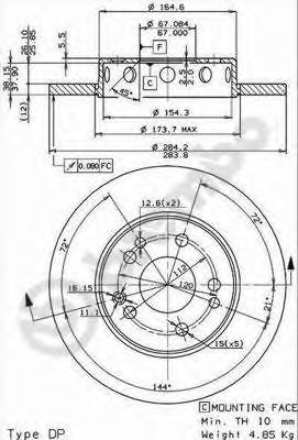 BREMBO 08475034 -  Тормозной диск