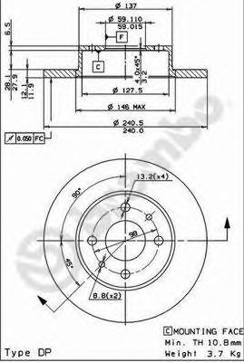 BREMBO 08475314 -  Тормозной диск
