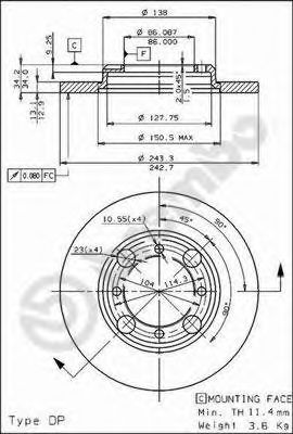 BREMBO 08478610 -  Тормозной диск