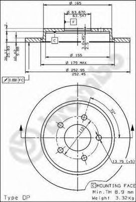 BREMBO 08493110 -  Тормозной диск
