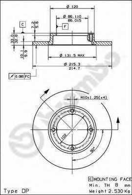 BREMBO 08502610 -  Тормозной диск