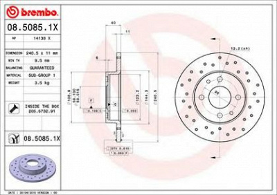 BREMBO 0850851x -  Тормозной диск