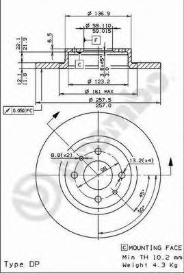 BREMBO 08508614 -  Тормозной диск