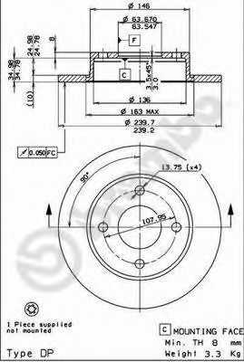 BREMBO 08516424 -  Тормозной диск