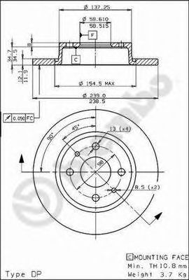 BREMBO 08521110 -  Тормозной диск