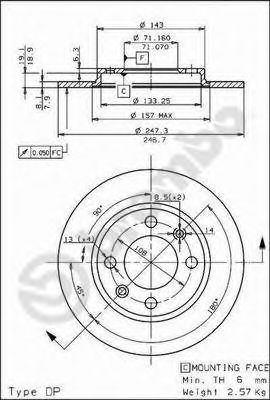 BREMBO 08533410 -  Тормозной диск