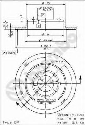 BREMBO 08544310 -  Тормозной диск