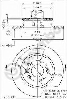 BREMBO 08550110 -  Тормозной диск