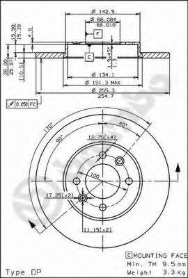 BREMBO 08565110 -  Тормозной диск