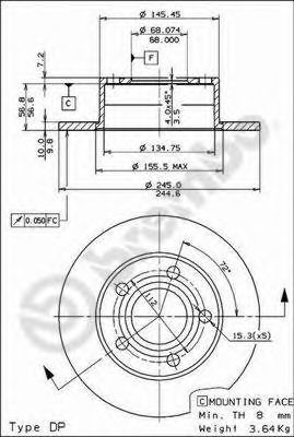 BREMBO 08574314 -  Тормозной диск