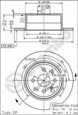 BREMBO 08574810 -  Тормозной диск
