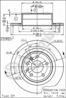 BREMBO 08589110 -  Тормозной диск