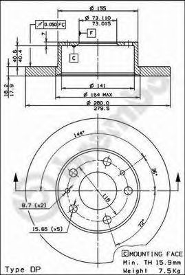 BREMBO 08590514 -  Тормозной диск