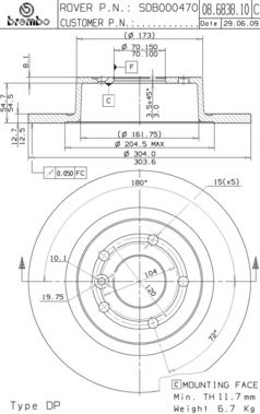 BREMBO 08683811 -  Тормозной диск