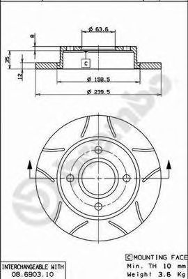 BREMBO 08690375 -  Тормозной диск