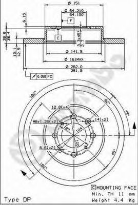 BREMBO 08691814 -  Тормозной диск