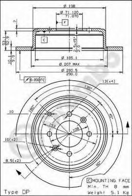 BREMBO 08693110 -  Тормозной диск