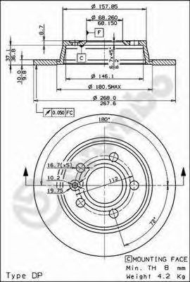 BREMBO 08693511 -  Тормозной диск