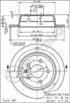 BREMBO 08696810 - Тормозной диск