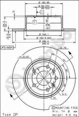 BREMBO 08701510 -  Тормозной диск