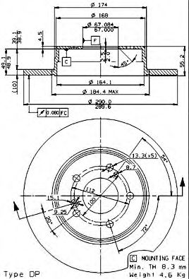 BREMBO 08721120 -  Тормозной диск