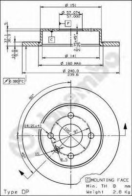 BREMBO 08762611 -  Тормозной диск