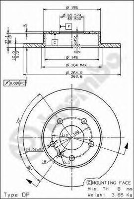 BREMBO 08762711 -  Тормозной диск