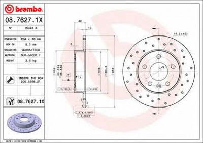 BREMBO 0876271x -  Тормозной диск