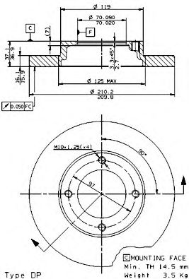 BREMBO 08786010 -  Тормозной диск