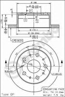 BREMBO 08809440 -  Тормозной диск