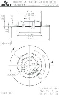 BREMBO 08914811 -  Тормозной диск