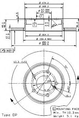 BREMBO 08917511 -  Тормозной диск
