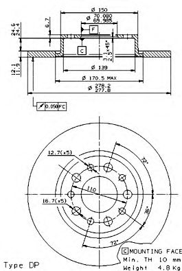 BREMBO 08936411 -  Тормозной диск