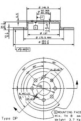 BREMBO 08946011 -  Тормозной диск