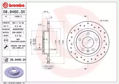 BREMBO 0894603x -  Диск тормозной перфорированный