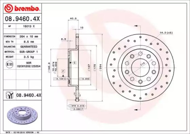 BREMBO 0894604x -  Диск тормозной перфорированный
