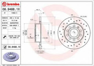 BREMBO 0894881x -  Тормозной диск